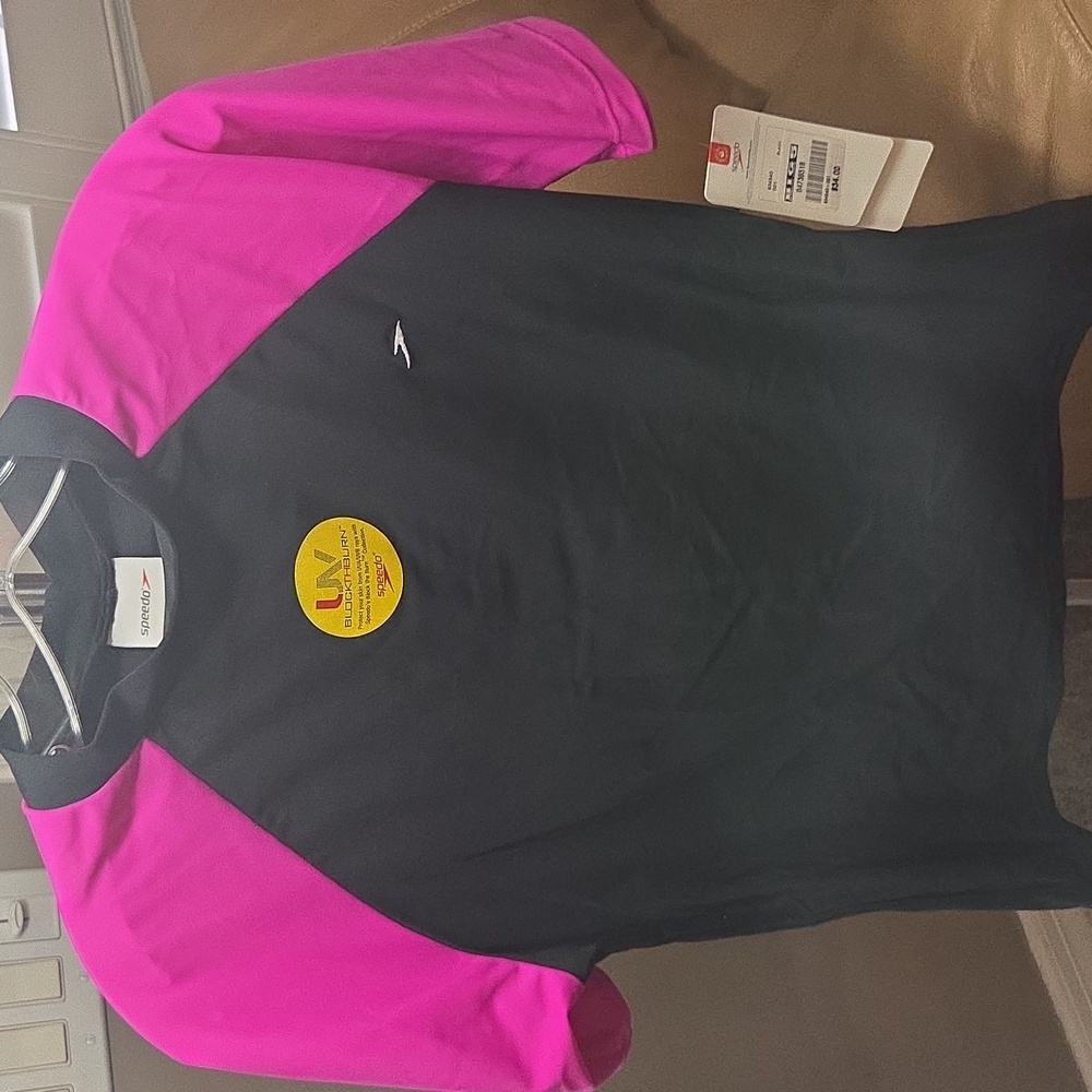 Speedo Black and Pink  Swim Shirt